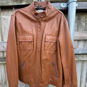Chico’s Brown Leather Jacket - Size 2 (12-14)